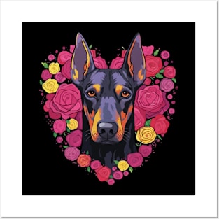 Doberman Valentine Day Posters and Art